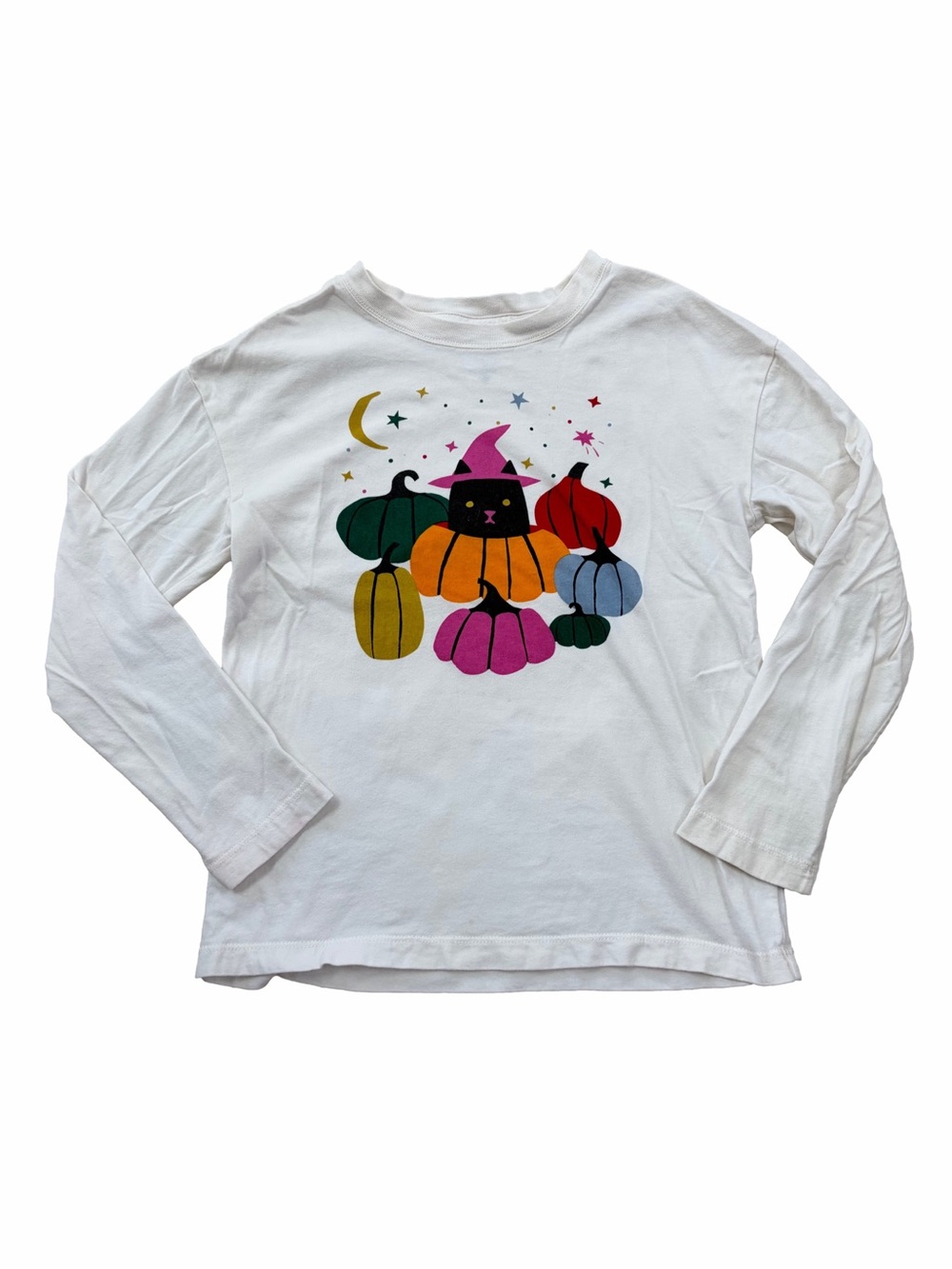 Hanna Andersson Size 120, 6-7, Black Cat Halloween Pumpkin Long Sleeve Shirt